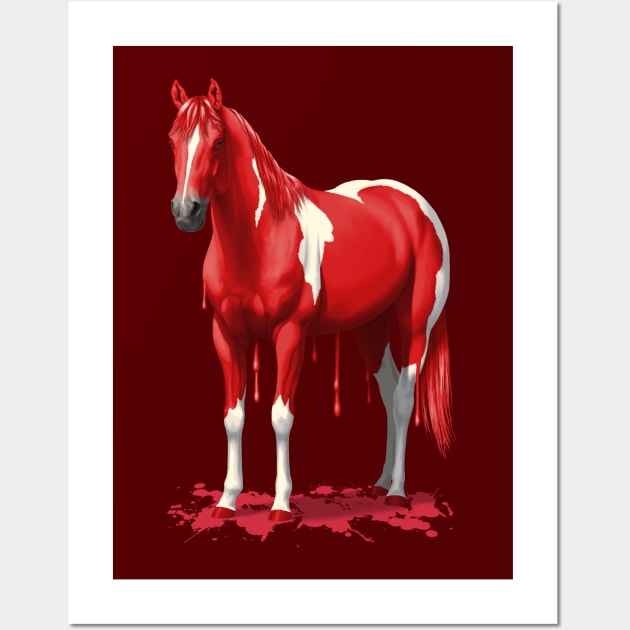 Funny Red Pinto Dripping Wet Paint Horse Wall Art by csforest